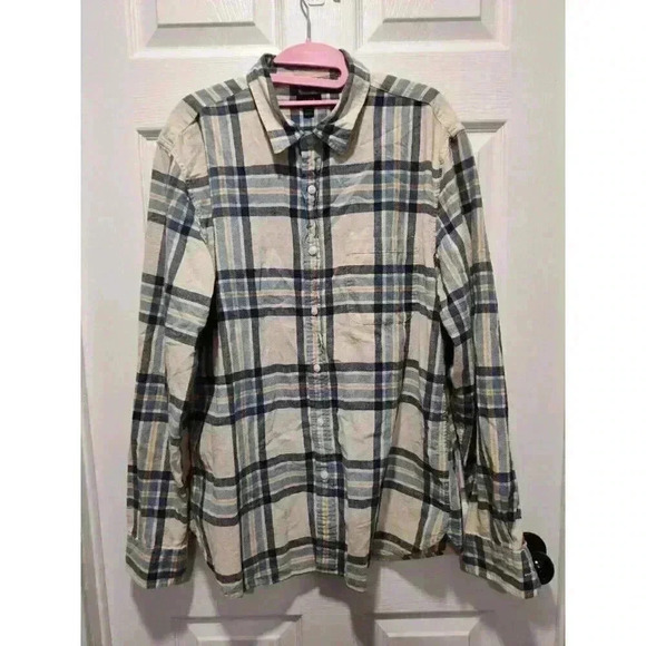 J. Crew Shirt Mens Casual Button Down in Ivory Plaid Size Large 100% Cotton Soft - Picture 3 of 9